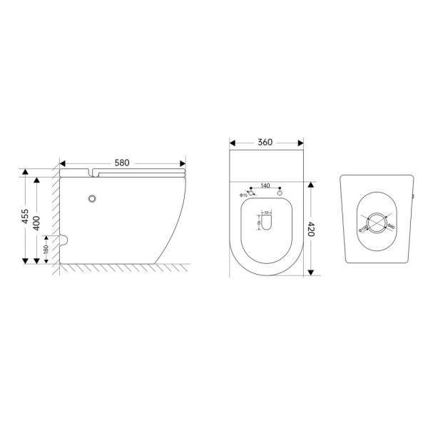 Унитаз напольный Abber Bequem 360x580x455 черный матовый (AC1115PMB) Унитаз напольный Abber Bequem 360x580x455 черный матовый (AC1115PMB)