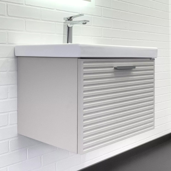 Тумба подвесная с раковиной Comforty Касабланка 600x455x460 серый шёлк (00-00019249)