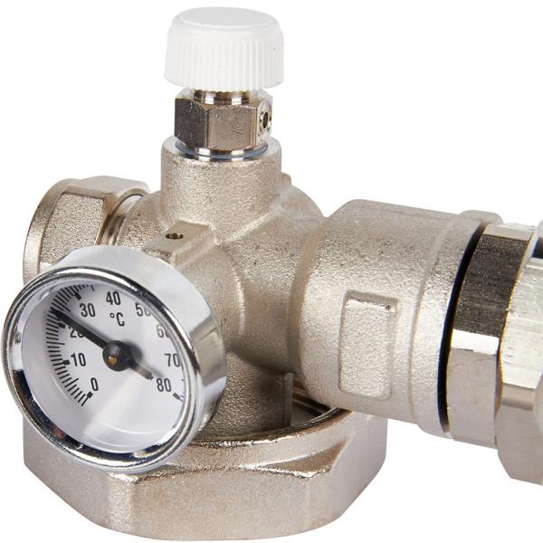 Модуль подмешивающий с термостатическим клапаном и байпасом (без насоса) Stout (SDG-0120-002000)