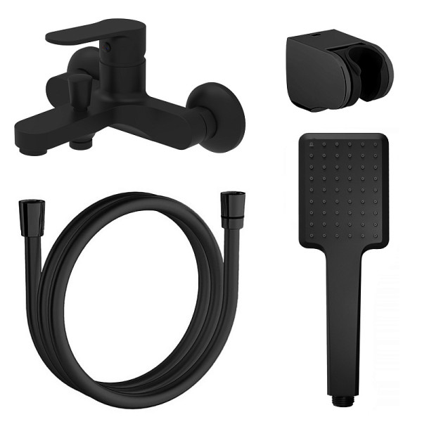 Смеситель для ванны и душа Azario Elvis с душевым комплектом черный (AZ-WWK238155PA)