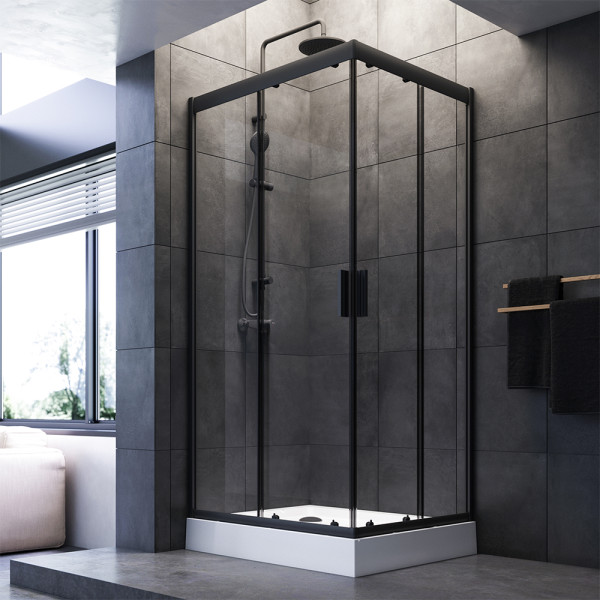 Душевой уголок AM.PM Gem 80x100x190 стекло прозрачное, профиль черный матовый (W90G-404-100280-BT)