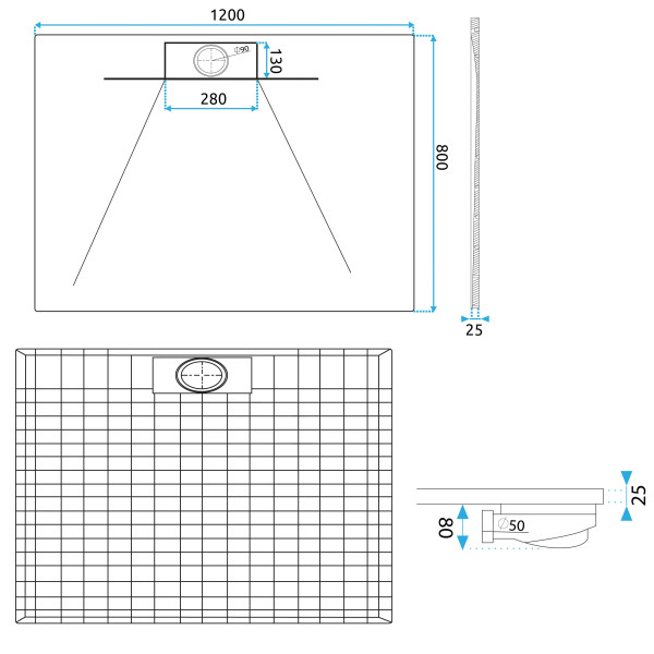 Душевой поддон REA Bazalt Long Black 120x80 (REA-K3324)