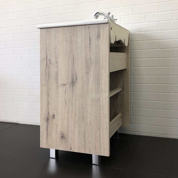 Тумба напольная Comforty Лиссабон 610x855x465 дуб темный матовый с раковиной (00-00001465)