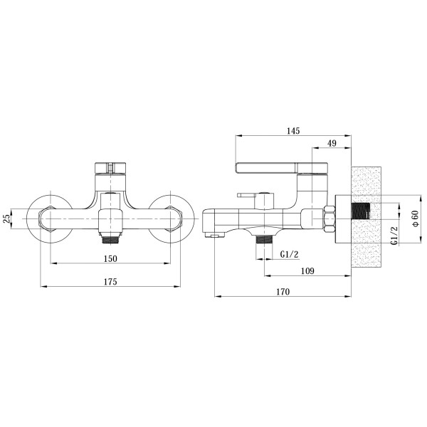 Смеситель для ванны и душа Esko Sochi хром (SC54)