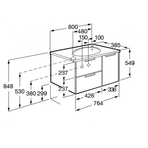 Тумба подвесная Roca Etna 764x370x515 дуб верона (7.8573.0.144.5)