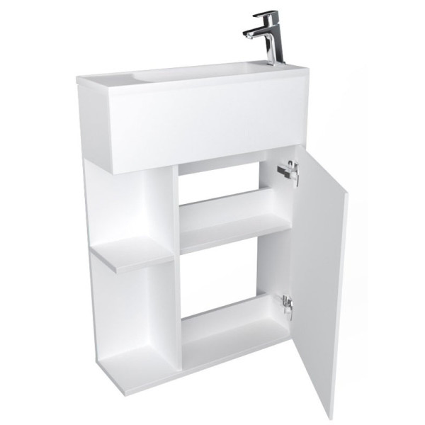 Тумба подвесная 1Marka Stretto 500*210*750 с раковиной, белая (У94716)