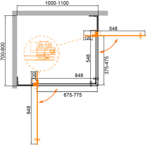 Душевой уголок Cezares Slider 70x100x195 стекло прозрачное, профиль брашированное золото (SLIDER-AH-2-70/80-100/110-C-BORO) Душевой уголок Cezares Slider 70x100x195 стекло прозрачное, профиль брашированное золото (SLIDER-AH-2-70/80-100/110-C-BORO)