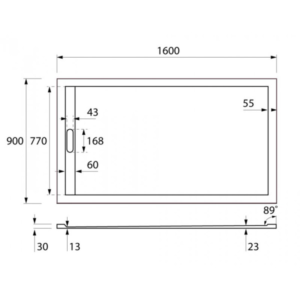 Душевой поддон из искусственного мрамора Cezares 160x90x3 белый (TRAY-AS-AH-160/90-3-W)