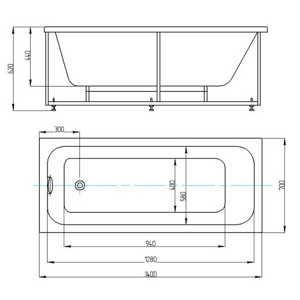 Ванна акриловая Azario Bella 140x70x62 белая (AV.0020140)