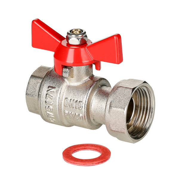 Кран 1/2"х3/4" ВВ шаровый с накидной гайкой Valtec (красная бабочка) VT.241.N.0405