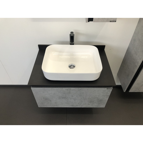 Тумба подвесная с раковиной Comforty Эдинбург 750x520x550 дуб светлый/черный (00004149066)