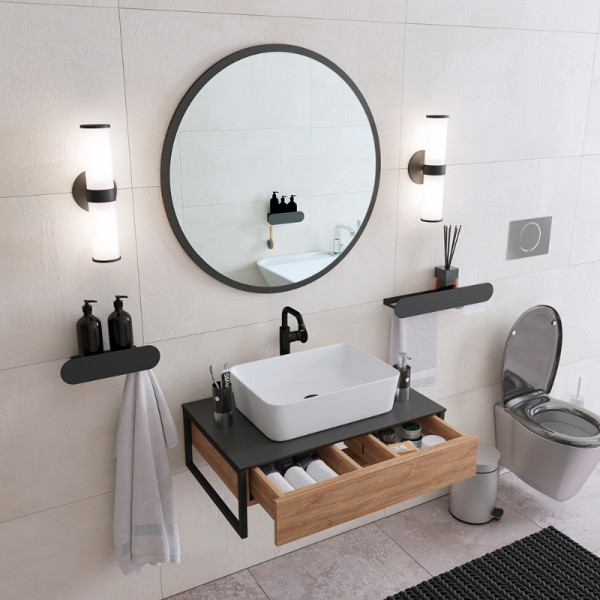 Столешница Melodia Металлика 60 керамогранит черная 60х45х1 (MFR80213BK)