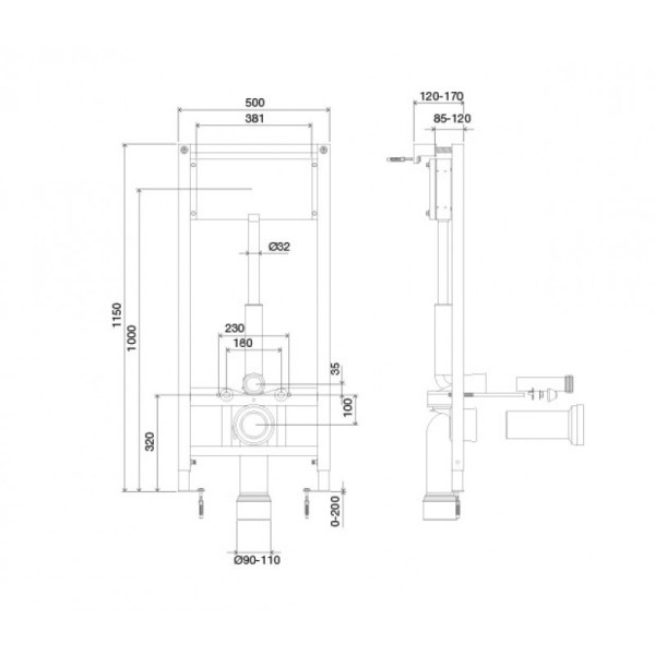 Инсталляция для унитаза Oli WC Frame WC (880462)