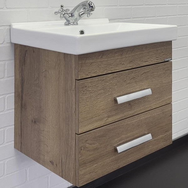 Тумба подвесная с раковиной Comforty Никосия 500x460x520 дуб темный (00-00018026)