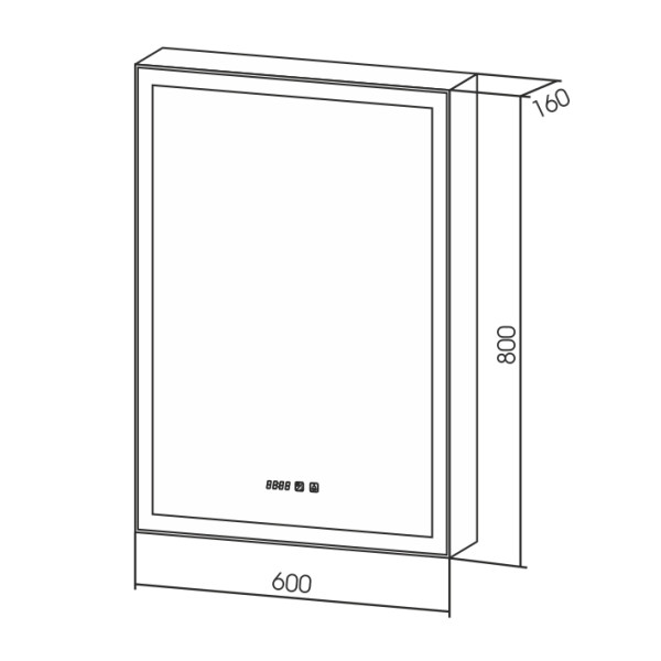 Зеркало-шкаф Azario Киото 60 правый, сенсор, часы, тепл/холод свет (LED-00002358)