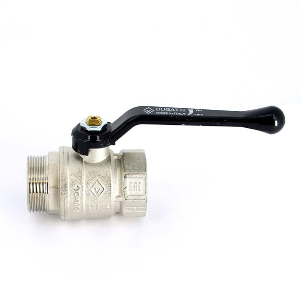 Кран Bugatti 1 1/4" ВН шаровый Arizona 605 (черная ручка) (06050083)