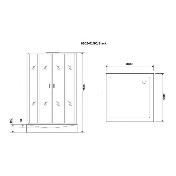 Душевая кабина Niagara с гидромассажем Premium 1000*1000*2100 стекло прозрачное, профиль черный (NG-6902-01GQ BLACK) Душевая кабина Niagara с гидромассажем Premium 1000*1000*2100 стекло прозрачное, профиль черный (NG-6902-01GQ BLACK)