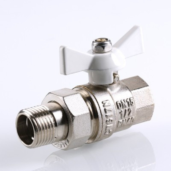 Кран 1/2" шаровый со сгоном Valtec Base (белая бабочка) VT.227.NW.04 Кран 1/2" шаровый со сгоном Valtec Base (белая бабочка) VT.227.NW.04