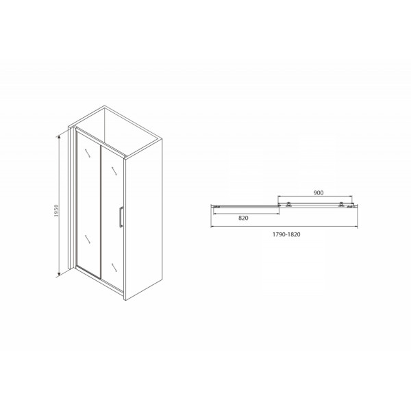 Душевая дверь Abber Diamant 180x195 стекло прозрачное, профиль хром (AG30180BH)