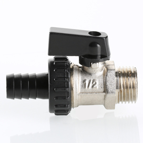 Кран 1/2" Н шаровый сливной со штуцером Valtec (чёрная ручка) VT.430.N.04 Кран 1/2" Н шаровый сливной со штуцером Valtec (чёрная ручка) VT.430.N.04
