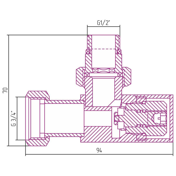 Вентиль Сунержа прямой под шестигранник 1/2"Нx3/4" накидная гайка (03-1404-1234)