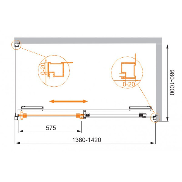 Душевой уголок Cezares Lux-Soft 140x100x200 стекло прозрачное, профиль хром (LUX-SOFT-W-AH-1-140/100-C-Cr-IV)