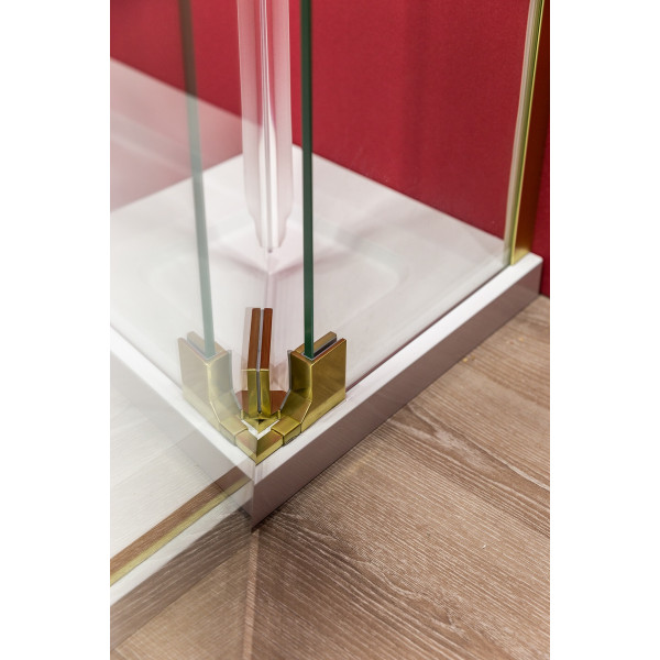 Душевой уголок Cezares Slider 90x100x195 стекло прозрачное, профиль брашированное золото (SLIDER-AH-2-90/100-100/110-C-BORO)