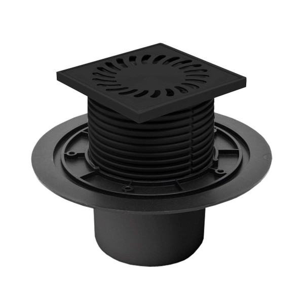 Трап MCH с боковым сливом универсальный DN110 решетка нерж. 122х122 (г/з+с/з) черный Трап MCH с боковым сливом универсальный DN110 решетка нерж. 122х122 (г/з+с/з) черный