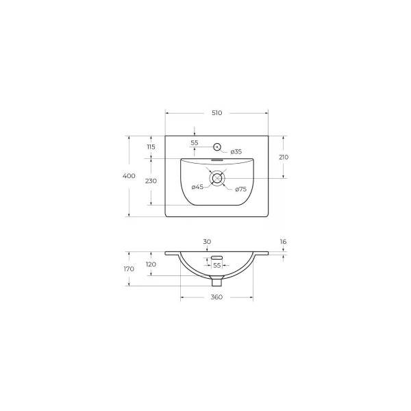 Раковина мебельная BelBagno 51x40 белая глянцевая (BB-8099-3-50) Раковина мебельная BelBagno 51x40 белая глянцевая (BB-8099-3-50)