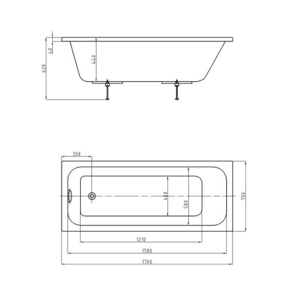 Ванна акриловая Aquatek ECO-Friendly Мия 170x70x44 только чаша без каркаса экрана и слив перелива белая (MIY170-0000004)