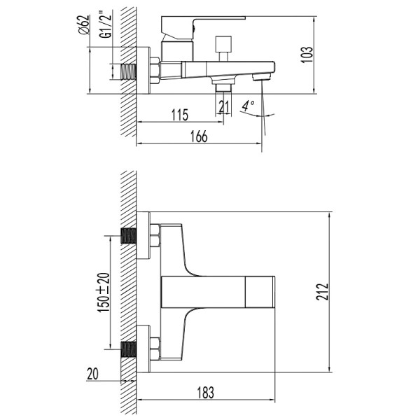 Смеситель для ванны и душа Azario Eddie с душевым комплектом хром (AZ-WQY238207C) Смеситель для ванны и душа Azario Eddie с душевым комплектом хром (AZ-WQY238207C)