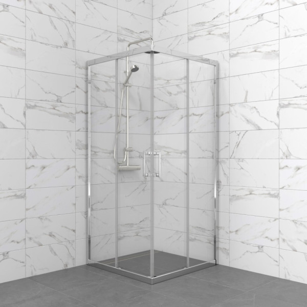 Душевой уголок Triton Фикс-хром 80x80  стекло прозрачное, профиль хром (DK452)