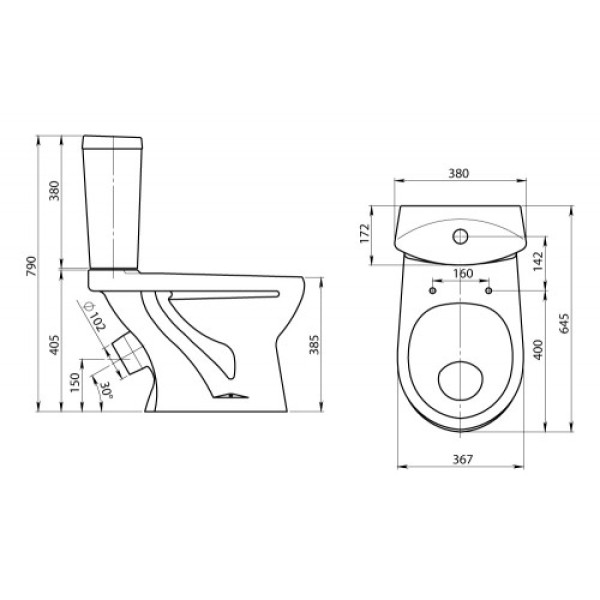 Унитаз-компакт Santeri Ультра 645х367х790 (1.P401.3.S00.00B.F) Унитаз-компакт Santeri Ультра 645х367х790 (1.P401.3.S00.00B.F)