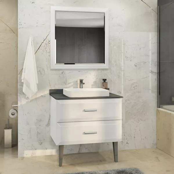 Зеркало Comforty Империя 800x30x800 белый глянцевый (00004143507)