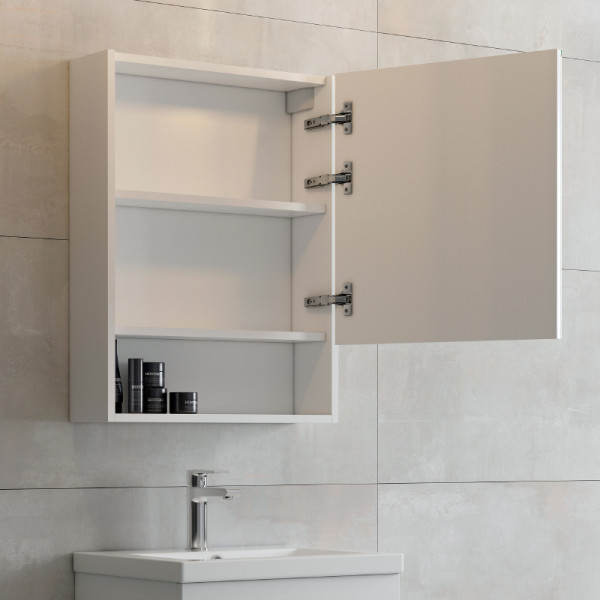 Шкаф зеркальный Melodia Универсал 500х150х700 распашная дверь белый (MFR80048WT)