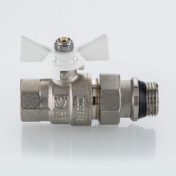 Кран 3/4" шаровый со сгоном Valtec Base-ГОСТ (белая бабочка, o-ring) VT.227S.NRW.05