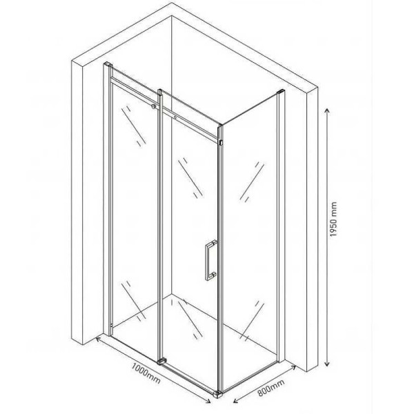 Душевой уголок Berges Melita 1000*800*1950 стекло прозрачное, профиль хром сильвер (61015)