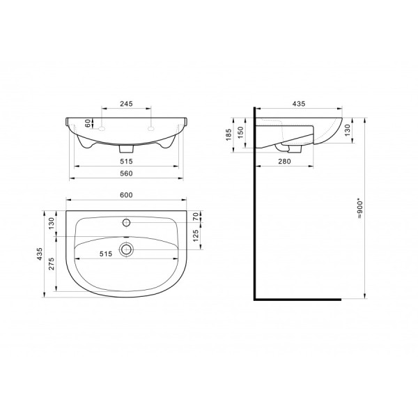 Раковина мебельная Santek Эллада 600x435x190 белая (1WH110198)