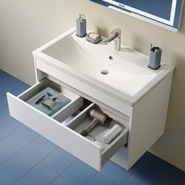 Тумба с умывальником подвесная Iddis Zodiac X 80 см белый подходит умыв. 4078000i28 (ZDX80W0i95K0