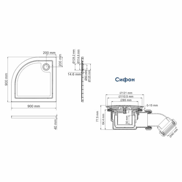 Душевой поддон Wasser Kraft Salm 90x90 (9063341)