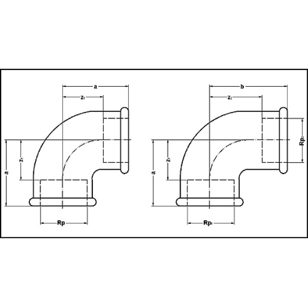 Угольник переходной 3/4"х1 1/4" 90° ВВ Sanha тип 90# (чугун оцинкованный) (99011434V#)