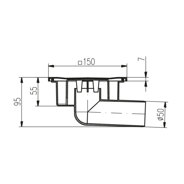 Трап MCH для пола с боковым сливом DN50/95 пластик 150x150 Трап MCH для пола с боковым сливом DN50/95 пластик 150x150