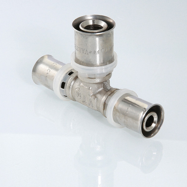 Тройник 32*20*32 Valtec (пресс, никель) (VTm.231.N.322032)