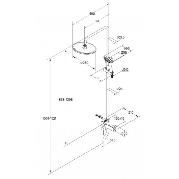 Душевая система Milardo Stripe хром (STRSB1FM06)