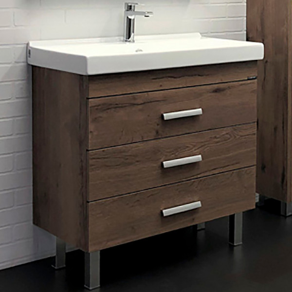 Тумба подвесная с раковиной Comforty Никосия 800x455x860 дуб темный (00-00007621)