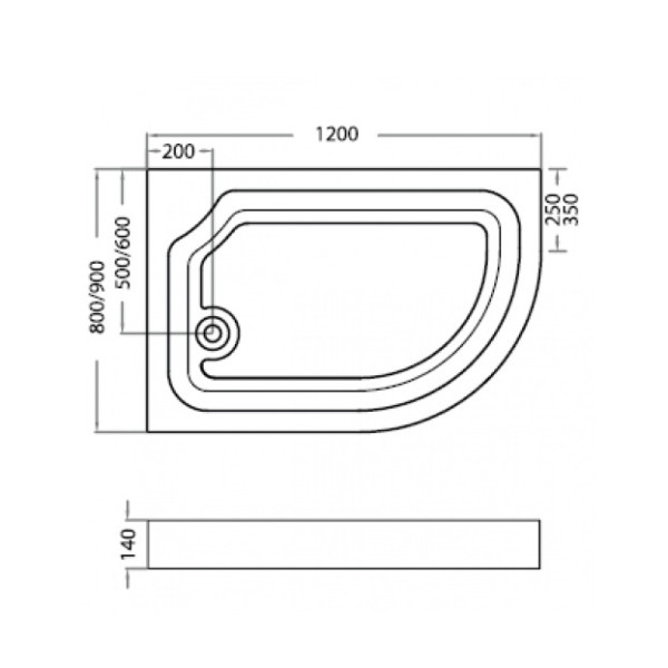 Душевой поддон Veconi TZ13L 120x80 левый (TZ13L-12080AS-01-19C1)