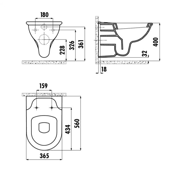 Унитаз подвесной с биде Creavit Selin 36,5x56x36,8 белый (SL320-00CB00E-0000)