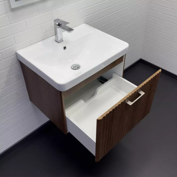 Тумба подвесная с раковиной Comforty Ангара 600x30x460 дуб темно-коричневый (00-00021035)