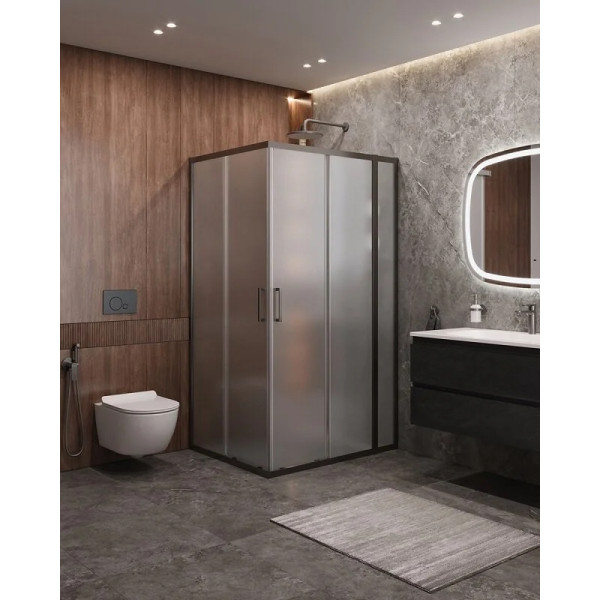 Душевой уголок Cezares Molveno 110x90x195 стекло матовое, профиль оружейная сталь (MOLVENO-AH-21-90+20-P-GM)