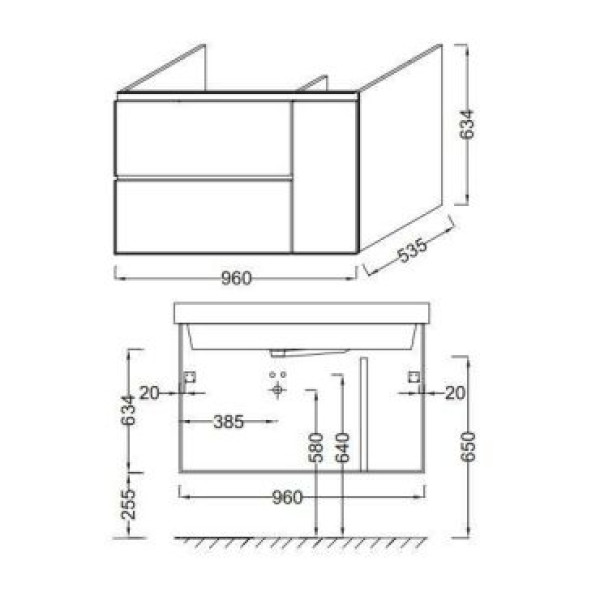 Тумба подвесная Jacob Delafon Soprano 96,53 дуб квебекский (EB1334-N08-E10)
